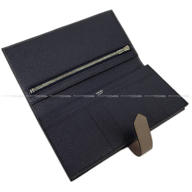 HERMES エルメス 長財布 ベアンスフレ ヴェルソ グリアスファルトXブルーインディゴ エプソン シルバー金具 新品