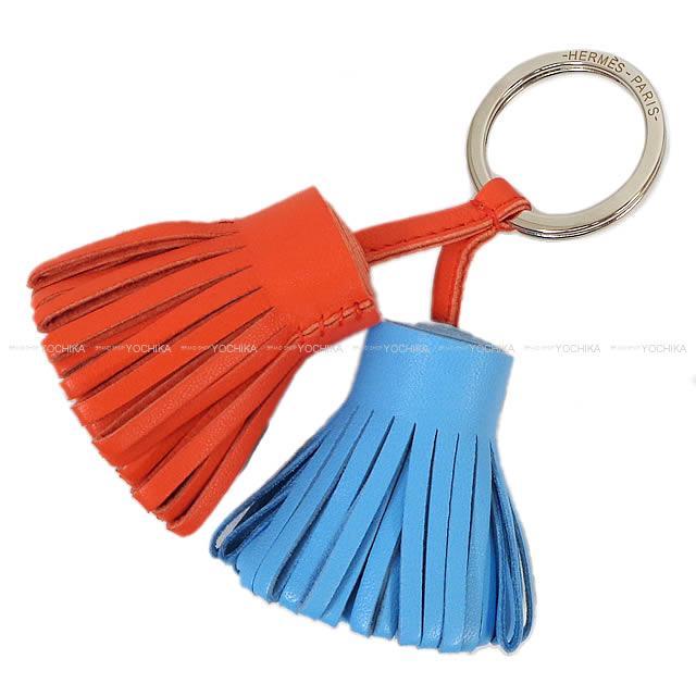 HERMES エルメス フリンジ キーホルダー "カルメン ウノドス" ローズアザレXマラカイト ラムスキン 新品