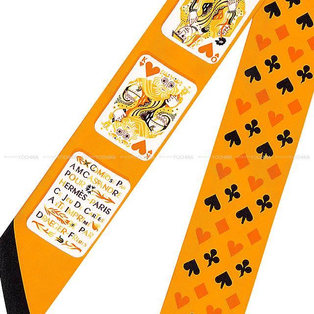 HERMES エルメス ツイリー スカーフ "Jeu de Cartes" トランプ ハート柄 ピスタチオXブトンドールX黒