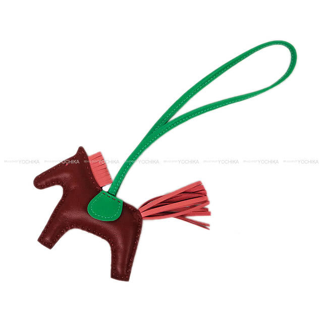 HERMES エルメス バッグチャーム "ロデオ/RODEO" PM ルージュアッシュXローズアザレXミント