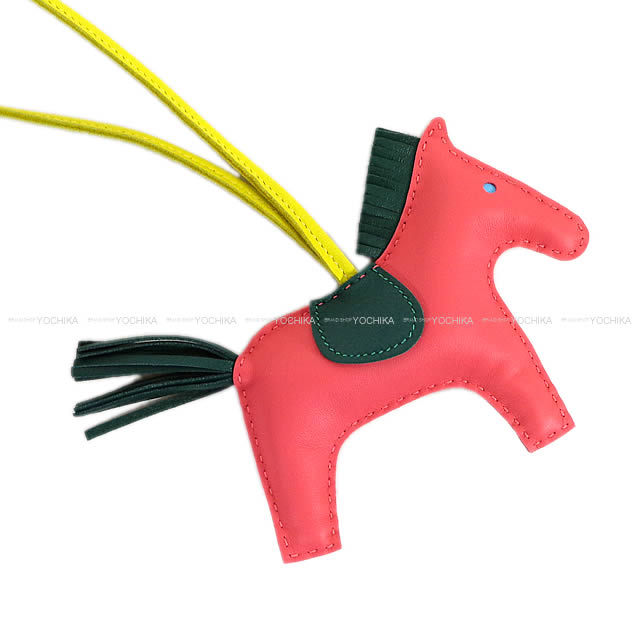 HERMES エルメス バッグチャーム "ロデオ/RODEO" MM ローズアザレXライムXマラカイト アニューミロ(ラム) 新品