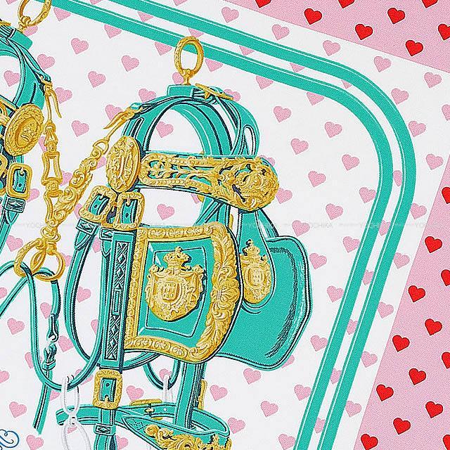 HERMES エルメス カレ45 ガヴロッシュ スカーフ "ブリッド ドゥ ガラ ラヴ" ハート柄 ローズビュヴァール 新品