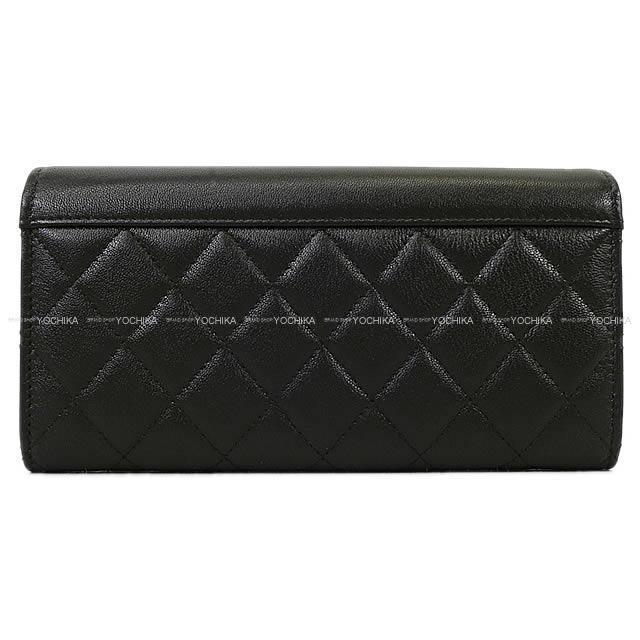 CHANEL シャネル 長財布 マトラッセ ココマーク フラップ 黒 (ブラック  