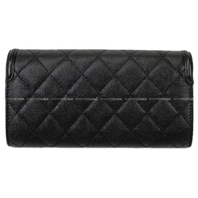 2018 プレ CHANEL シャネル マトラッセ ビッグココマーク フラップ 長財布 黒 キャビアスキン A84448 新品