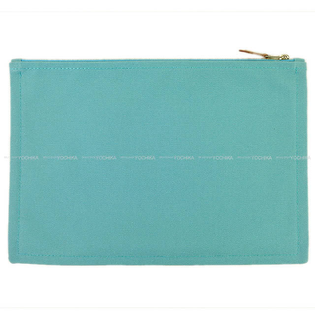HERMES エルメス フラットポーチ "ヨッティング GM" ブルーホライゾン コットン100% 新品