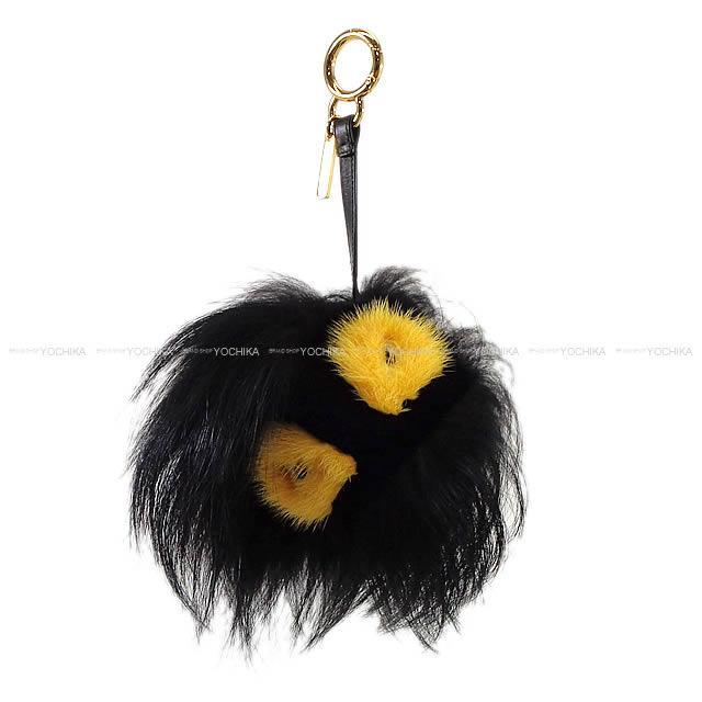 Fendi フェンディ ファー モンスター バッグバグズ バッグチャーム キーホルダー Pumchy 黒xイエロー 7ar390 新品未使用