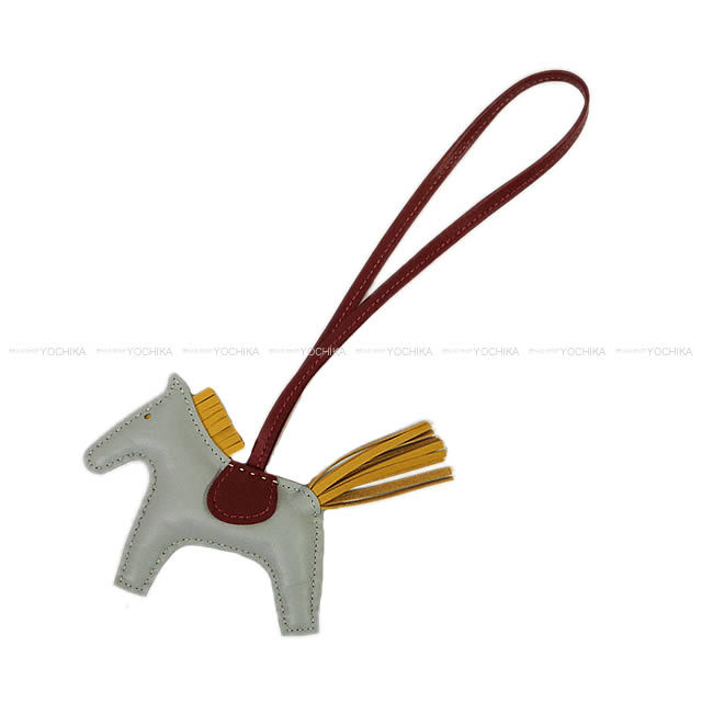 HERMES エルメス バッグチャーム "ロデオ/RODEO" PM ブルーグラシエXカリーXルージュアッシュ