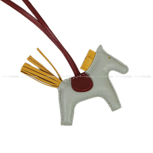 HERMES エルメス バッグチャーム "ロデオ/RODEO" PM ブルーグラシエXカリーXルージュアッシュ