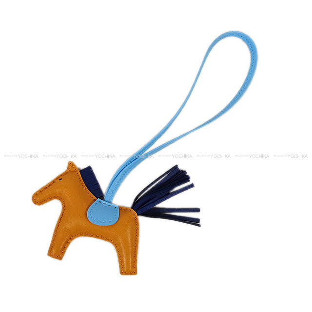HERMES エルメス バッグチャーム "ロデオ/RODEO" PM ナチュラルサブレXブルーサフィールXセレステ