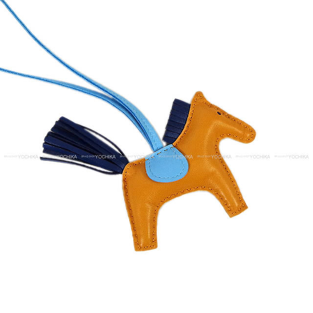 HERMES エルメス バッグチャーム "ロデオ/RODEO" PM ナチュラルサブレXブルーサフィールXセレステ
