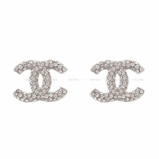 CHANEL シャネル ココマーク ラインストーン シャイニー ピアス シルバーA58327 新品