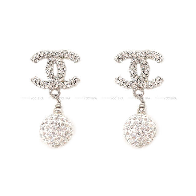 CHANEL シャネル ココマーク ラインストーン シャイニー ボールぶらさがりピアス シルバーA58328 新品未使用