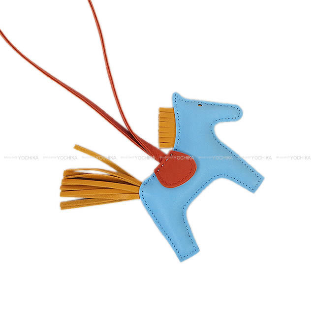HERMES エルメス バッグチャーム "ロデオ/RODEO" PM セレステXブトンドールXコーネリアン