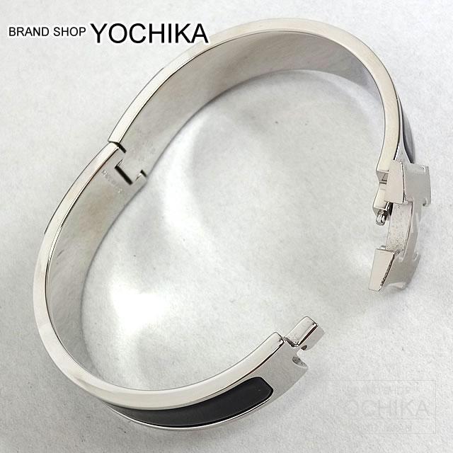 HERMES(エルメス) バングル美品 - クリックH 金属素材 シルバー×黒  