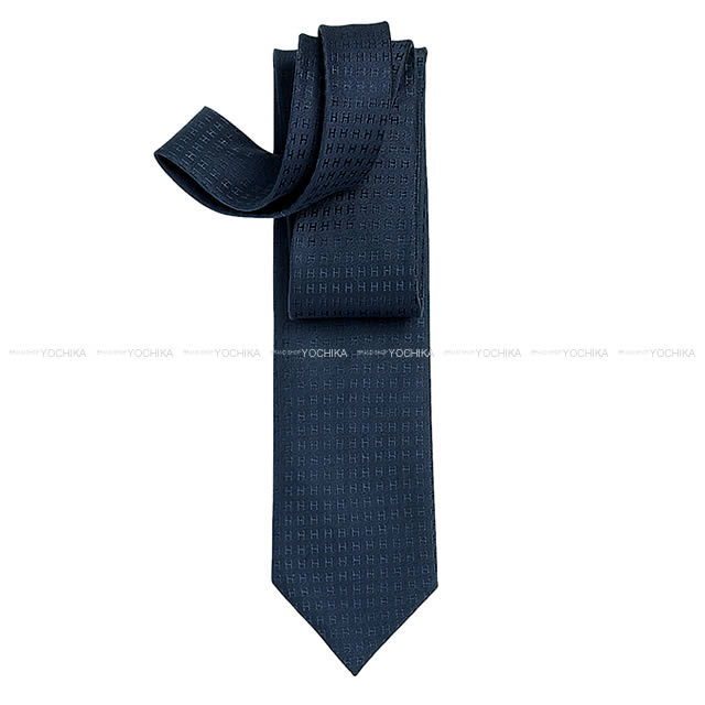 HERMES エルメス ネクタイ "Hロゴ/FACONNEE H" マリンクレール シルク100% 新品