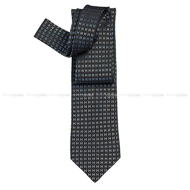 エルメス　HERMES ネクタイ　黒　ブラック　未使用品　Hマーク HERMES エルメス ネクタイ ネクタイ Hロゴ/FACONNEE H 黒