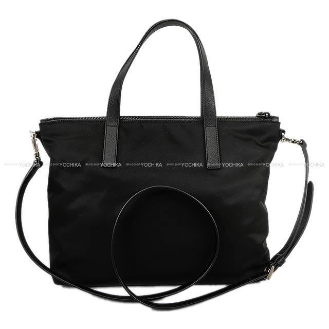 Prada プラダ ロボット 2way ショルダー トートバッグ ストラップ付 黒xメタルシルバー ナイロンxレザー 1bg061 新品未使用