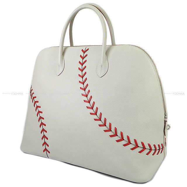 値下げ 18年 春夏限定 Hermes エルメス ハンドバッグ ボリード 1923 ベースボール 45 ボリード45 パールグレー ルージュカザック エヴァーカラー シルバー金具 新品
