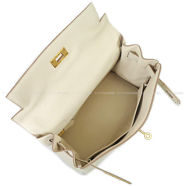 HERMES エルメス ハンドバッグ ケリー28 内縫い クレ トゴ ゴールド金具 新品