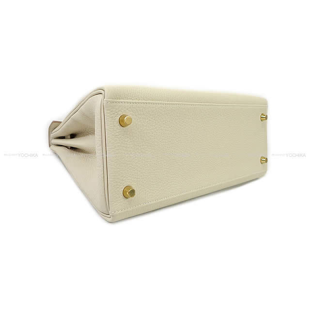 HERMES エルメス ハンドバッグ ケリー28 内縫い クレ トゴ ゴールド金具 新品