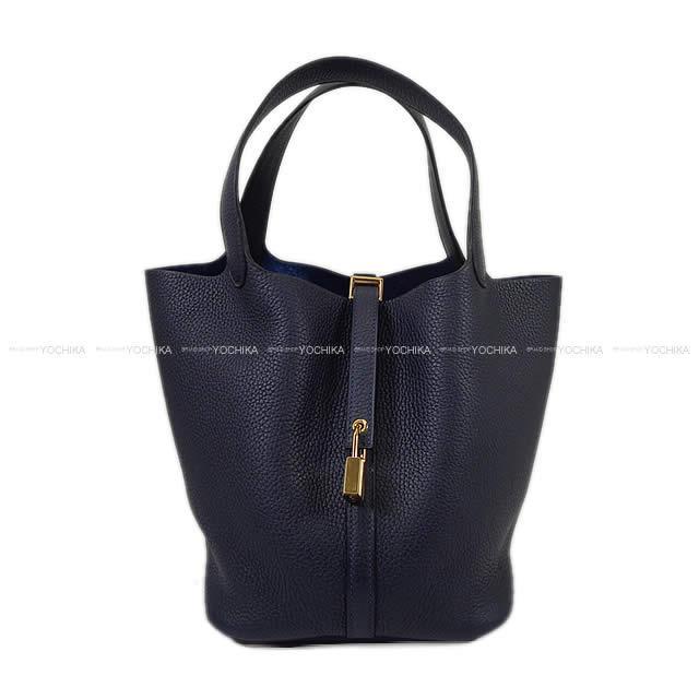 HERMES エルメス ハンドバッグ ピコタンロック 22 MM ブルーニュイ トリヨン ゴールド金具 新品