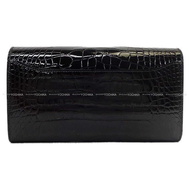 HERMES エルメス 長財布 コンスタンスロング 黒 クロコダイルアリゲーター ローズゴールド金具 新品
