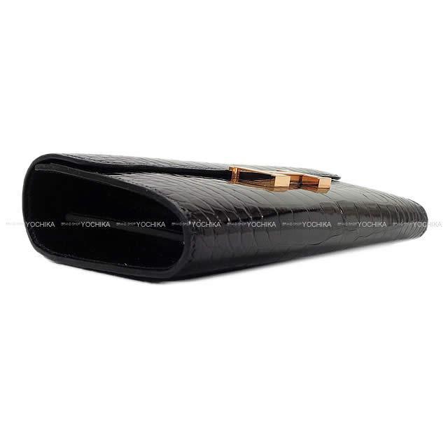 HERMES エルメス 長財布 コンスタンスロング 黒 クロコダイルアリゲーター ローズゴールド金具 新品