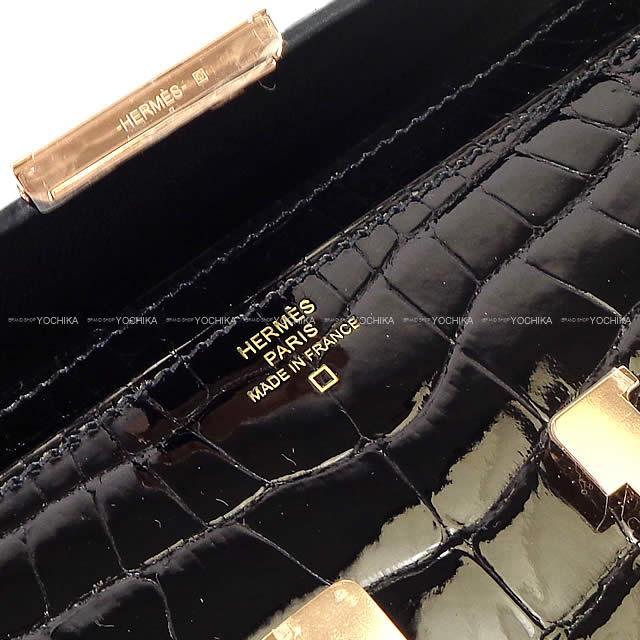 HERMES エルメス 長財布 コンスタンスロング 黒 クロコダイルアリゲーター ローズゴールド金具 新品