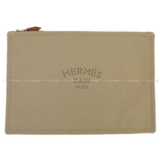 HERMES エルメス フラットポーチ "ヨッティング GM" グリスポンス コットン100% 新品