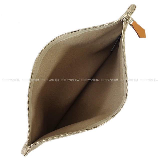 HERMES エルメス フラットポーチ "ヨッティング GM" グリスポンス コットン100% 新品