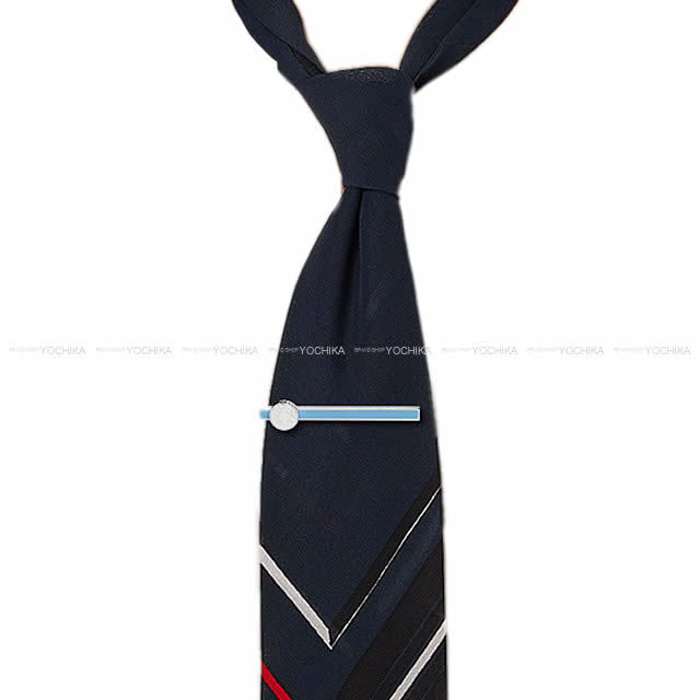 HERMES エルメス レディース セリエ ネクタイピン ブルーシャーティングX白(ホワイト)