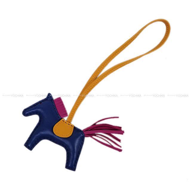 HERMES エルメス バッグチャーム "ロデオ/RODEO" PM ローズパープルXナチュラルサブレXブルーサフィール新品
