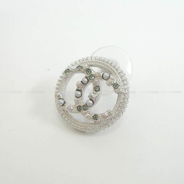 2018年秋冬 新作 CHANEL シャネル ラウンド ココマーク パール＆ラインストーン ピアス シルバー A58058 新品