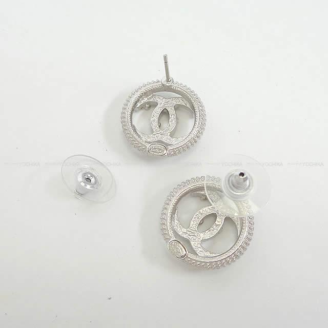 2018年秋冬 新作 CHANEL シャネル ラウンド ココマーク パール＆ラインストーン ピアス シルバー A58058 新品