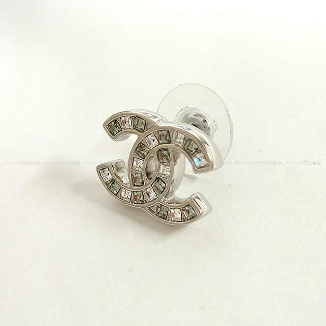 2018年 秋冬 新作 CHANEL シャネル ココマーク ラインストーン ピアス クリスタルXグレー A53136 新品