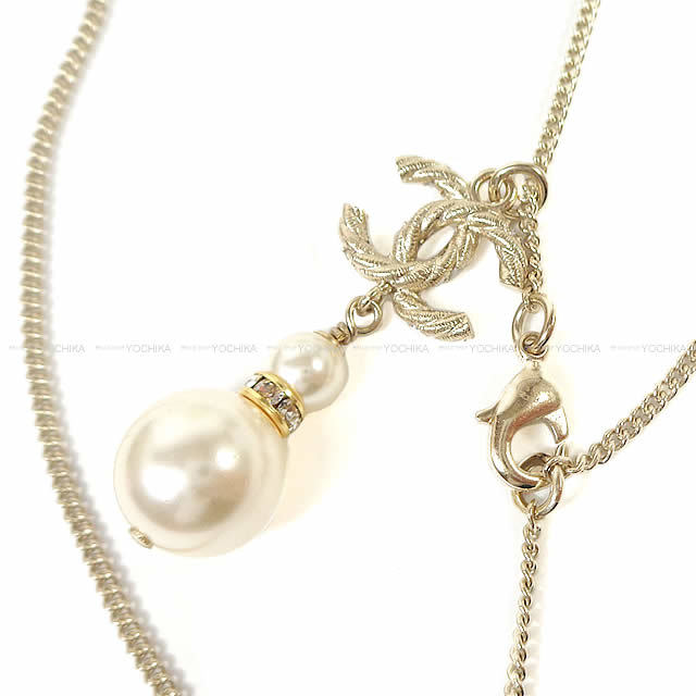 CHANEL シャネル ココマーク ツウィステッド ラインストーン ダブルパール ネックレス