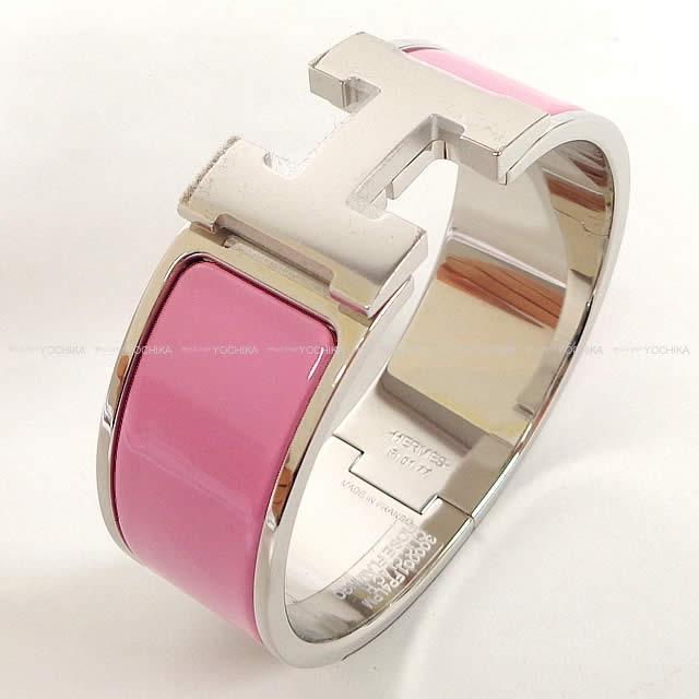 Hermes エルメス クリック クラック H ブレスレット Pm フラミンゴxシルバー 新品