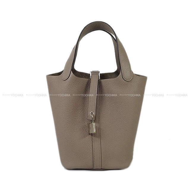 HERMES エルメス ハンドバッグ ピコタンロック 18 PM グリアスファルト トリヨンモーリス シルバー金具 新品