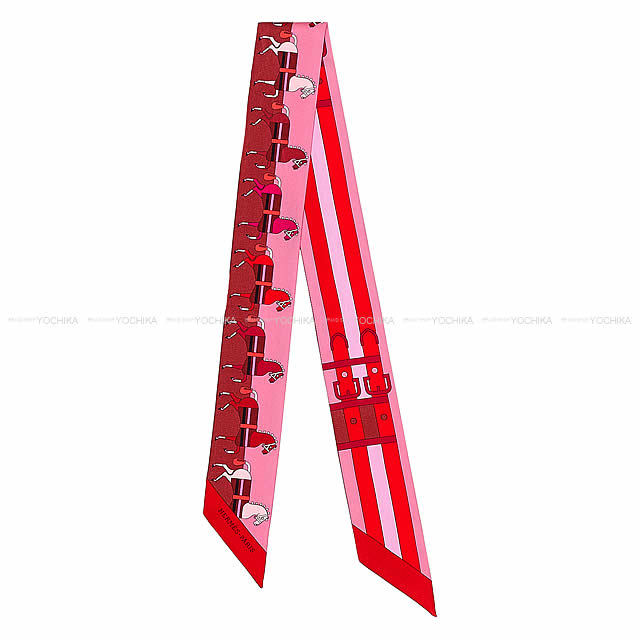 HERMES エルメス ツイリー スカーフ "ロカバール" ローズヴィフXボルドーXルージュ シルク100% 新品