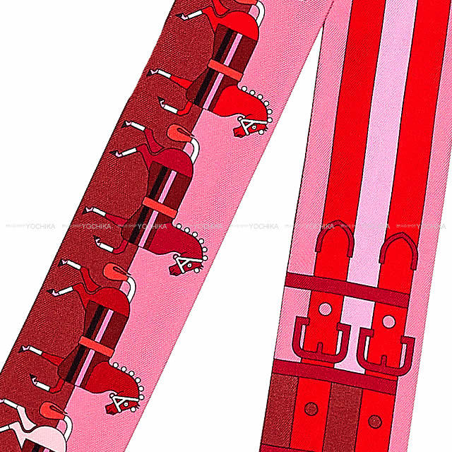 HERMES エルメス ツイリー スカーフ "ロカバール" ローズヴィフXボルドーXルージュ シルク100% 新品