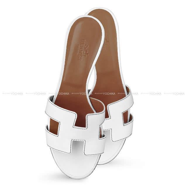 HERMES エルメス レディース Hモチーフ サンダル "OASIS" オアシス #37 白(ホワイト) カーフ 新品