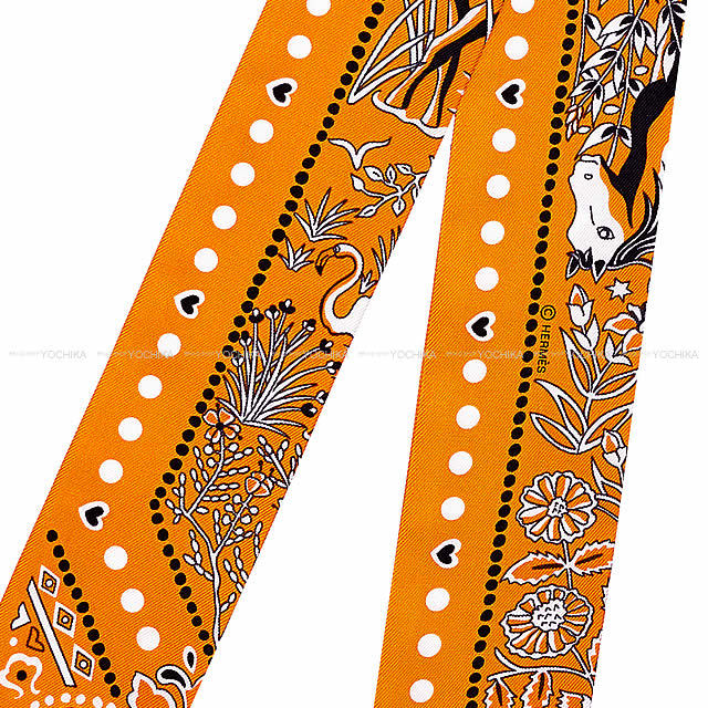 HERMES エルメス ツイリー スカーフ "Entre Ciel et mer Bandana" オレンジ