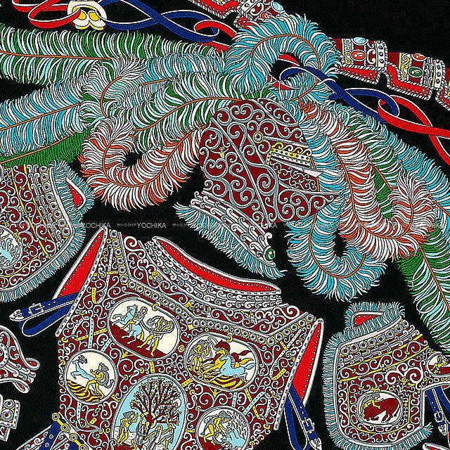 18年秋冬 新作 Hermes エルメス ショール カレ140 軍神マルス 黒 ブラック Xルージュxマルチカラー カシミヤ70 Xシルク30 新品