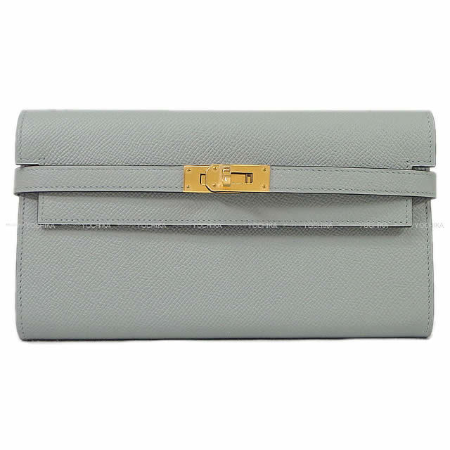 HERMES エルメス 長財布 ケリーウォレット ロング ブルーグラシエ エプソン ゴールド金具 新品