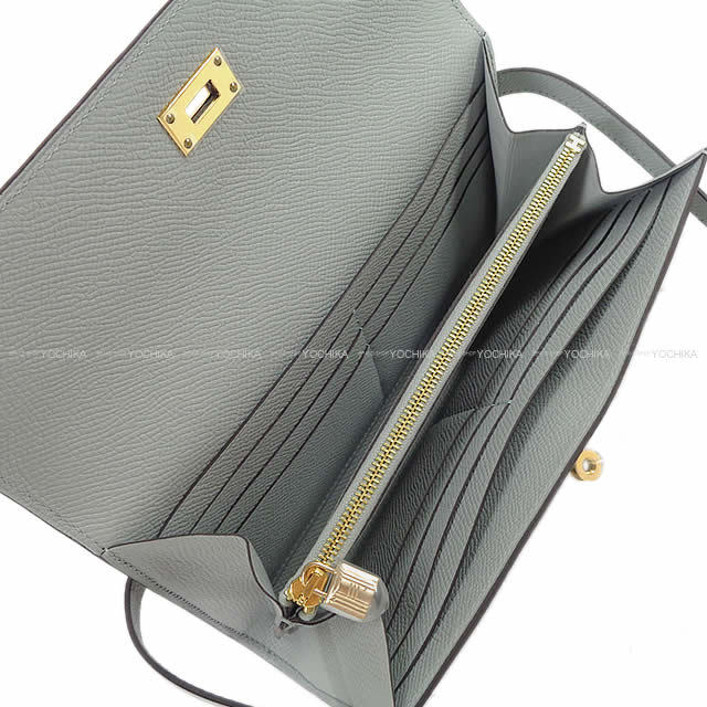 HERMES エルメス 長財布 ケリーウォレット ロング ブルーグラシエ エプソン ゴールド金具 新品