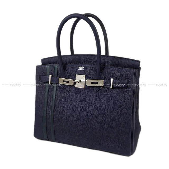 HERMES エルメス ハンドバッグ バーキン30 オフィサー ブルーニュイ/ヴェールシプレ(サイプレス) トゴ/スイフト