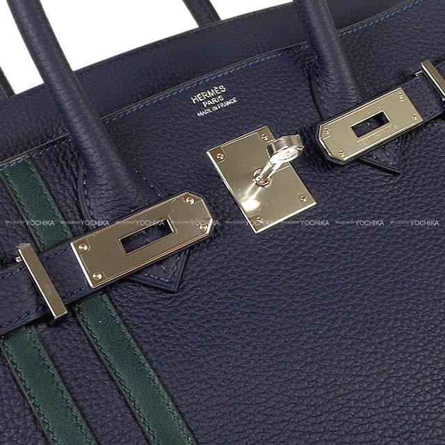 HERMES エルメス ハンドバッグ バーキン30 オフィサー ブルーニュイ/ヴェールシプレ(サイプレス) トゴ/スイフト