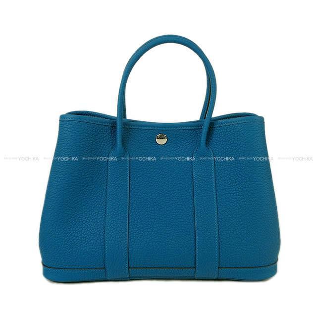 HERMES エルメス ハンドバッグ ガーデンパーティ 30 TPM ブルー