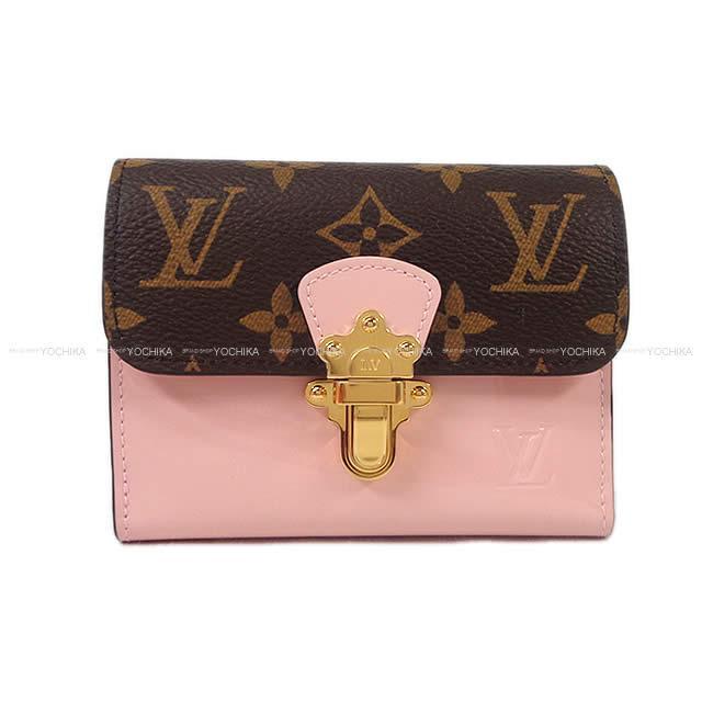 18年 新作 秋冬 Louis Vuitton ルイ ヴィトン 三折り財布 ポルトフォイユ チェリーウッド コンパクト ローズバレリーヌ ヴェルニミロワールパテントレザーｘモノグラム ゴールド金具 M 新品未使用