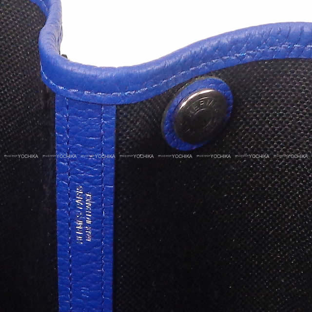 HERMES エルメス ハンドバッグ ガーデンパーティ 30 TPM 黒(ブラック)Xブルーエレクトリック